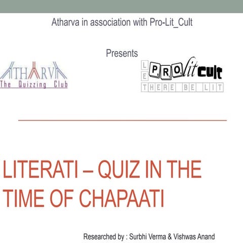 Literati - The Literature Quiz @ IIM Kozhikode