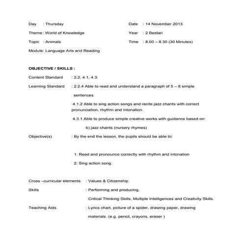 Literature for year 2 KSSR ( language arts/ reading module)