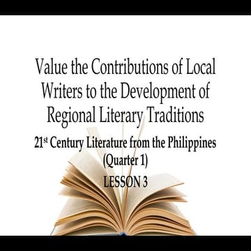 Value the Contributions of Local Writers to the Development of Regional Liter...
