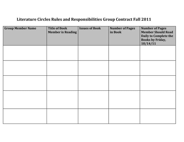 Literature circle contract fall 201...