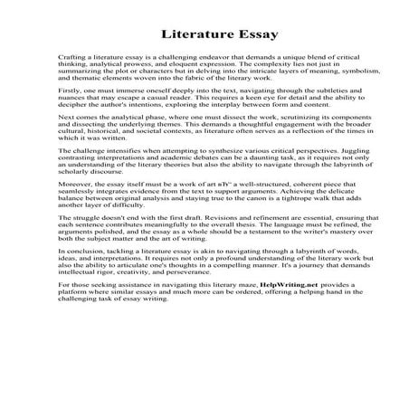 Literary Essay Example. George Washington University | PDF