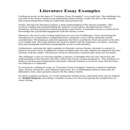 Literature Essay Examples. College essay: Essay about literature example