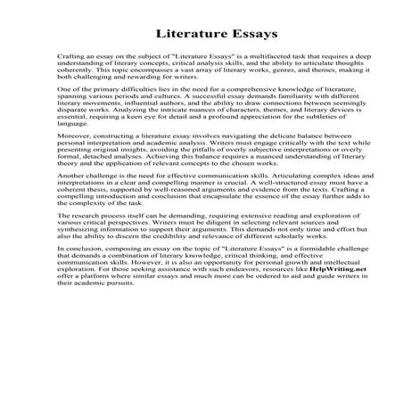 Literature Essays. Northwest Nazarene University