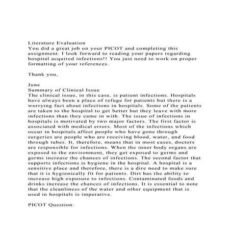 Literature Evaluation You did a great job on your PICOT and .docx