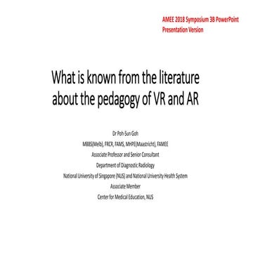 Literature informed Pedagogy of VR and AR in Medical Education