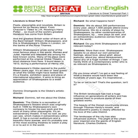 Literature is great transcript part 1