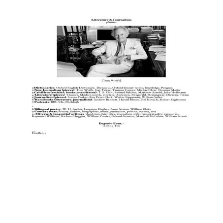 Literature & journalism studies planner 110719