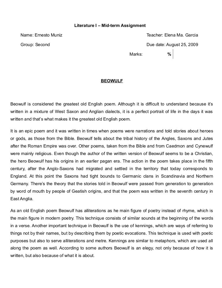 analytical essay on beowulf