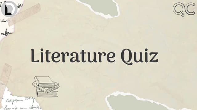 Literature Quiz - 20th October 2024, Quiz Club NITW