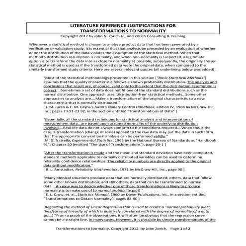 Transformation To Normality, References