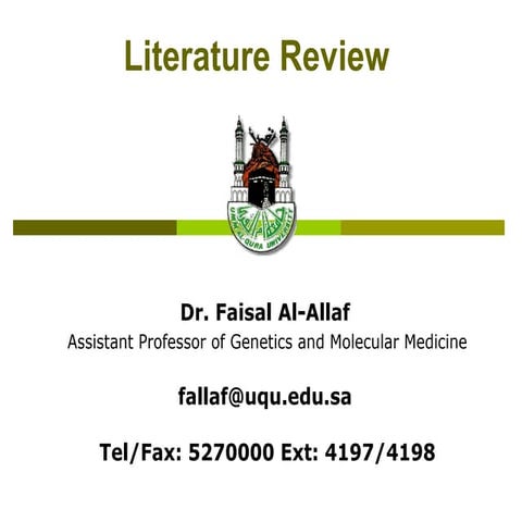 Literature Review -Dr. Faisal Al-Allaf
