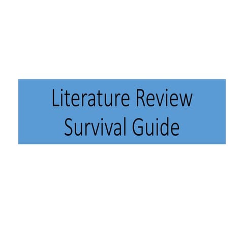 Literature Review How-To Guide