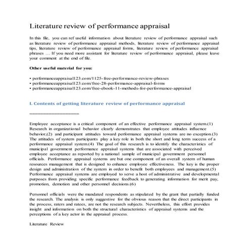 Literature review of performance appraisal