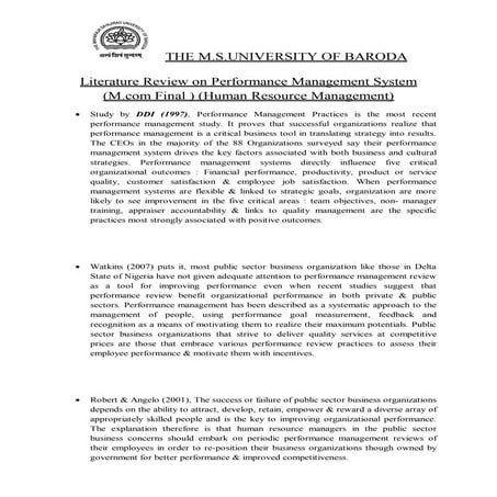 Literature Review on Performance Management System