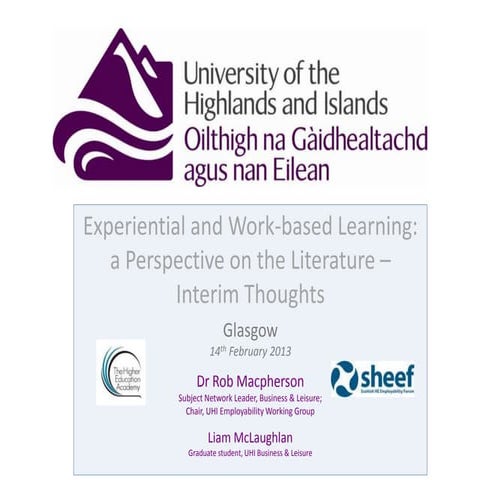 University of the Highlands and Islands, Business and Leisure, Literature Rev...