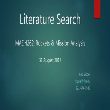 Literature Search MAE 4262: Rockets & Mission Analysis