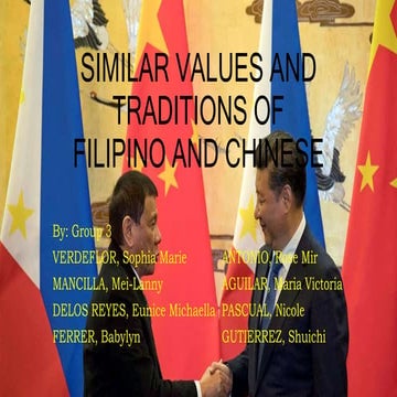 Similar Values and Traditions  of Filipino and Chinese 