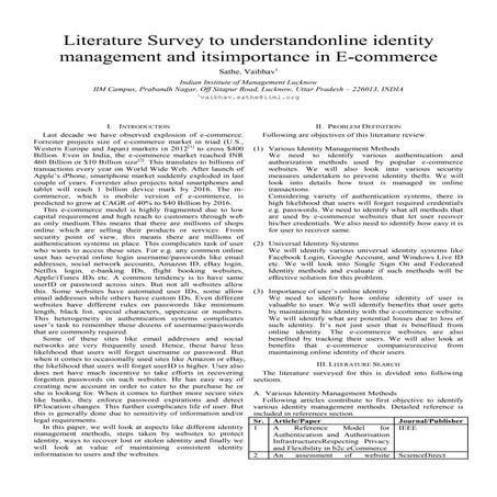 Literature survey on identity management