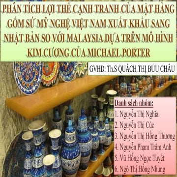 PHÂN TÍCH LỢI THẾ CẠNH TRANH VỀ MẶT HÀNG GỐM SỨ MỸ NGHỆ CỦA VIỆT NAM THEO MÔ HÌNH KIM CƯƠNG CỦA MICHEL PORTER (Propie9.com tặng sinh viên - bản full 9điểm)