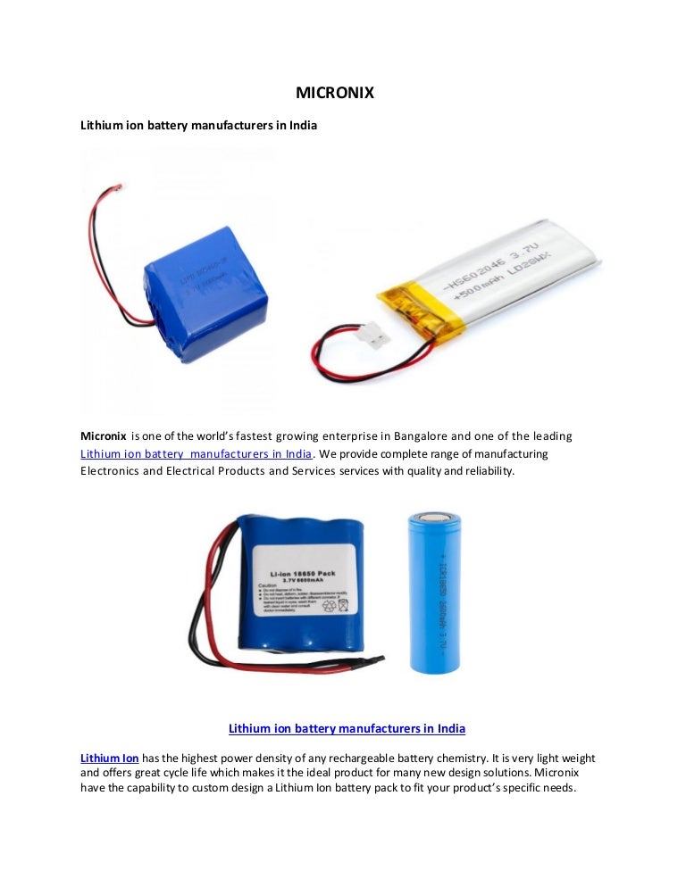 Lithium ion battery manufacturers in india Lithium ion battery manufacturers in india
