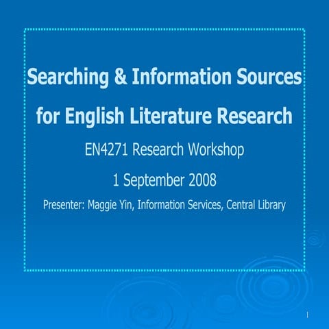 Searching and Information Resources for English Literature Research