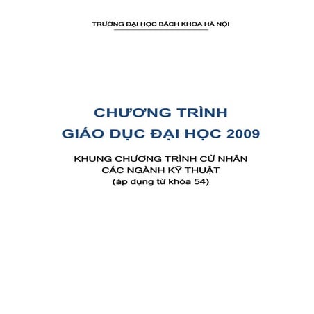 Liệt kê danh sách các môn mã mở của dhbk   ctdt2009 khoi-ky_thuat