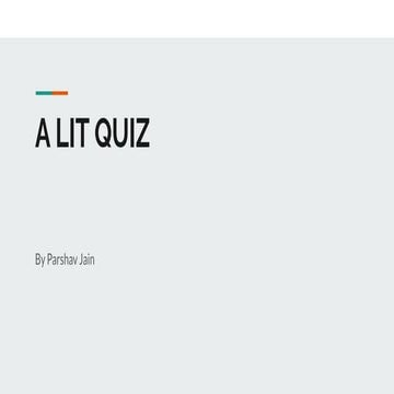 The Lit Quiz-Prelims || QM: Parshav Jain || Waves Quizfest 2023 || BITS Pilan...