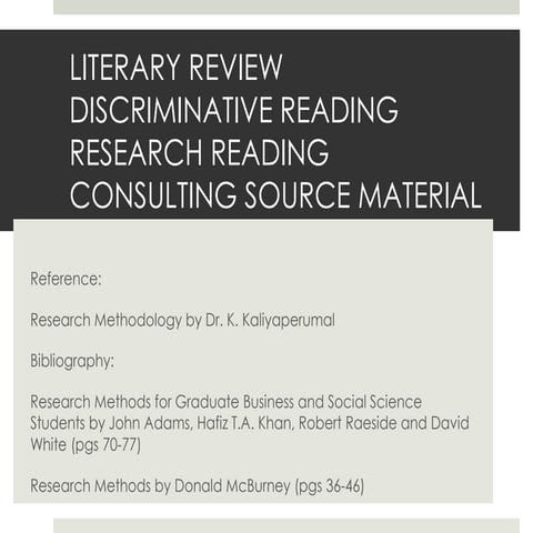 LITERATURE REVIEW- HOW TO MAKE YOURS COUNT?