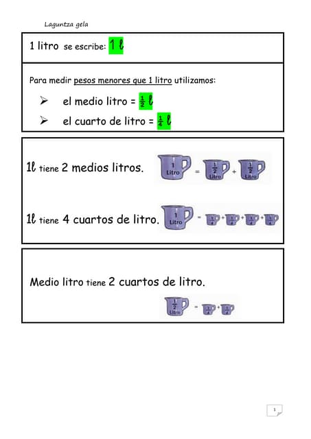 Litro medio y cuarto ACTIVIDADES Litro medio y cuarto ACTIVIDADES