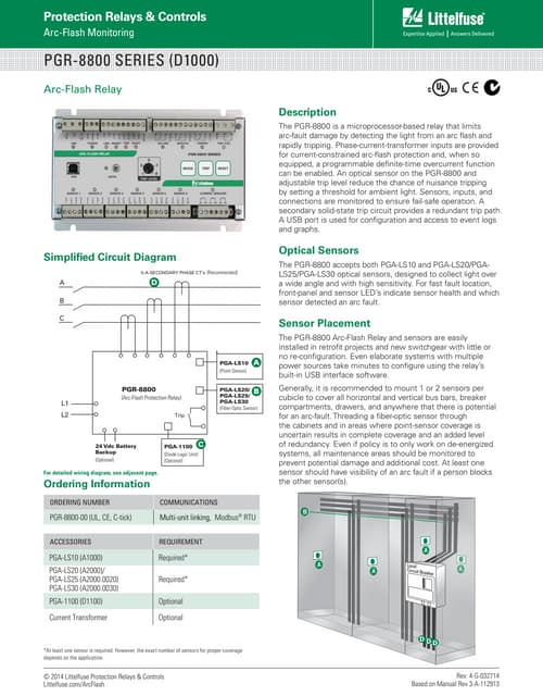 Littelfuse PGR-8800 Arc-Flash Relay