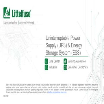 Littelfuse solutions for uninterrupted power supply and energy storage systems