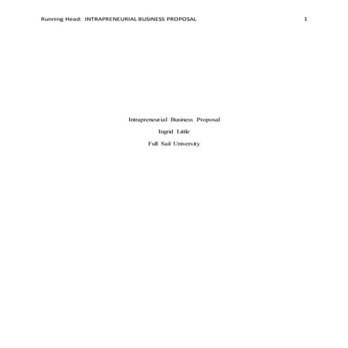 Intrapreneurial Business Proposal
