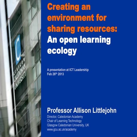 Creating an environment for sharing resources: An open learning ecology