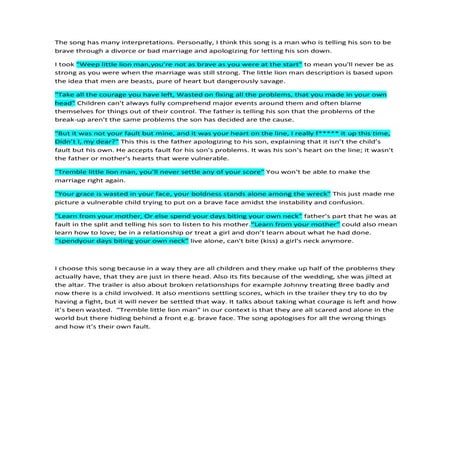 Little Lion Man Interpretations