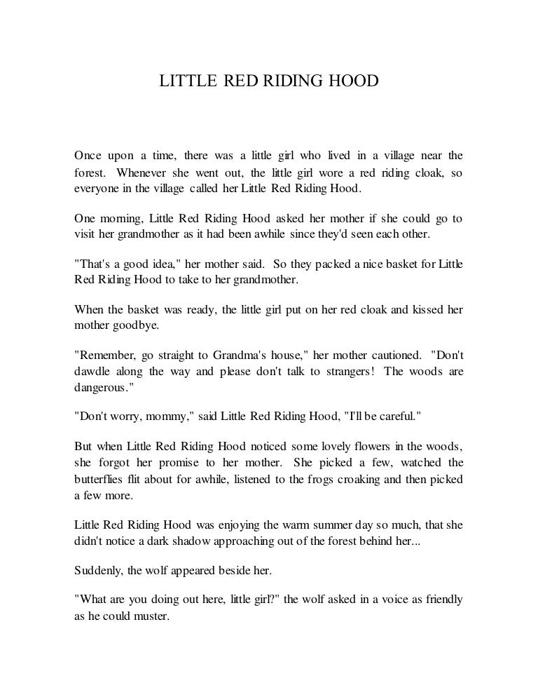 Little Red Riding Hood Script For Kids