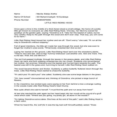 Little red riding hood from sd muh 18 surabaya