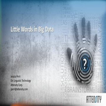 "Little Words in Big Data", Jessica Perri, Attensity Director Linguistic Tech...