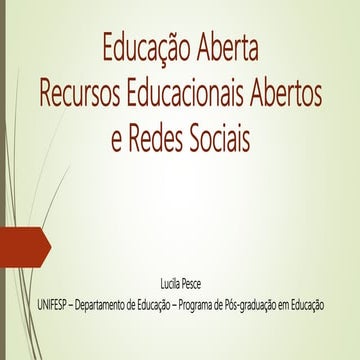 Educação Aberta, Recursos Educacionais Abertos e Redes Sociais
