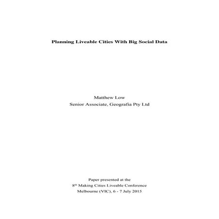 Planning Liveable Cities With Big Social Data