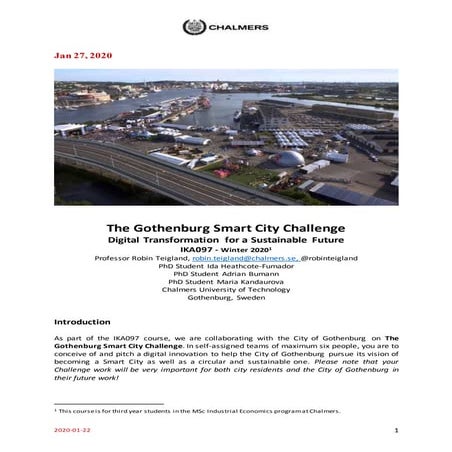 Live Teaching Case: The Gothenburg Smart City Challenge