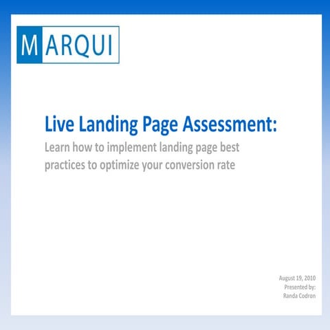 Live Landing Page Assessment