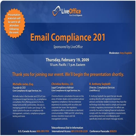 LiveOffice Email Archiving & Compliance 201