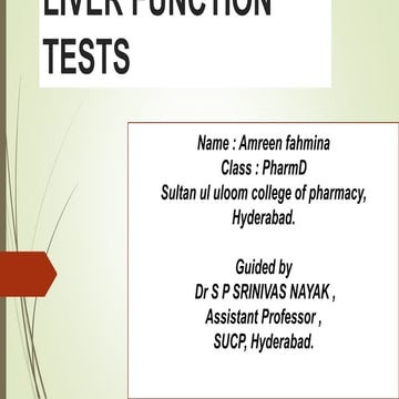 Liver function tests PharmD | PPTX