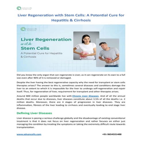 Liver Regeneration with Stem Cells: A Potential Cure for Hepatitis & Cirrhosis