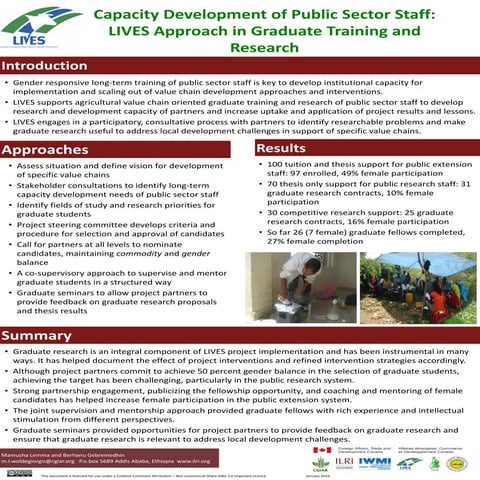 Capacity development of public sector staff: LIVES approach in graduate train...