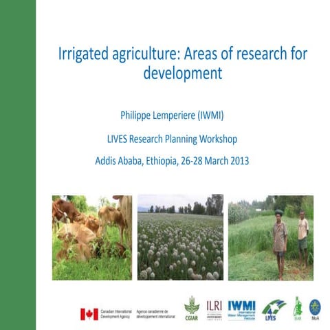 Irrigated agriculture: Areas of research for development in the LIVES project