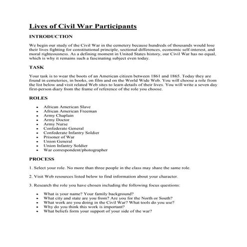 Lives of civil war participants