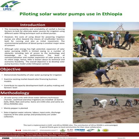 Piloting solar water pumps use in Ethiopia