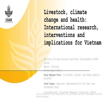 Livestock, climate change and health: International research, interventions a...