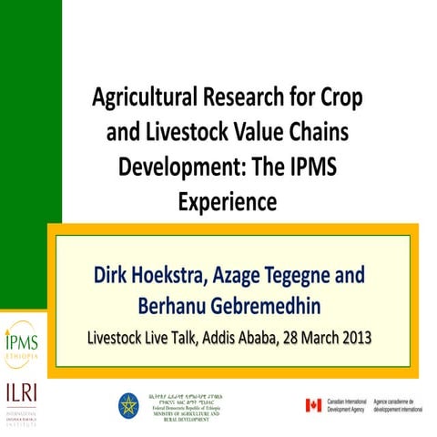 Agricultural research for crop and livestock value chains development: The IP...